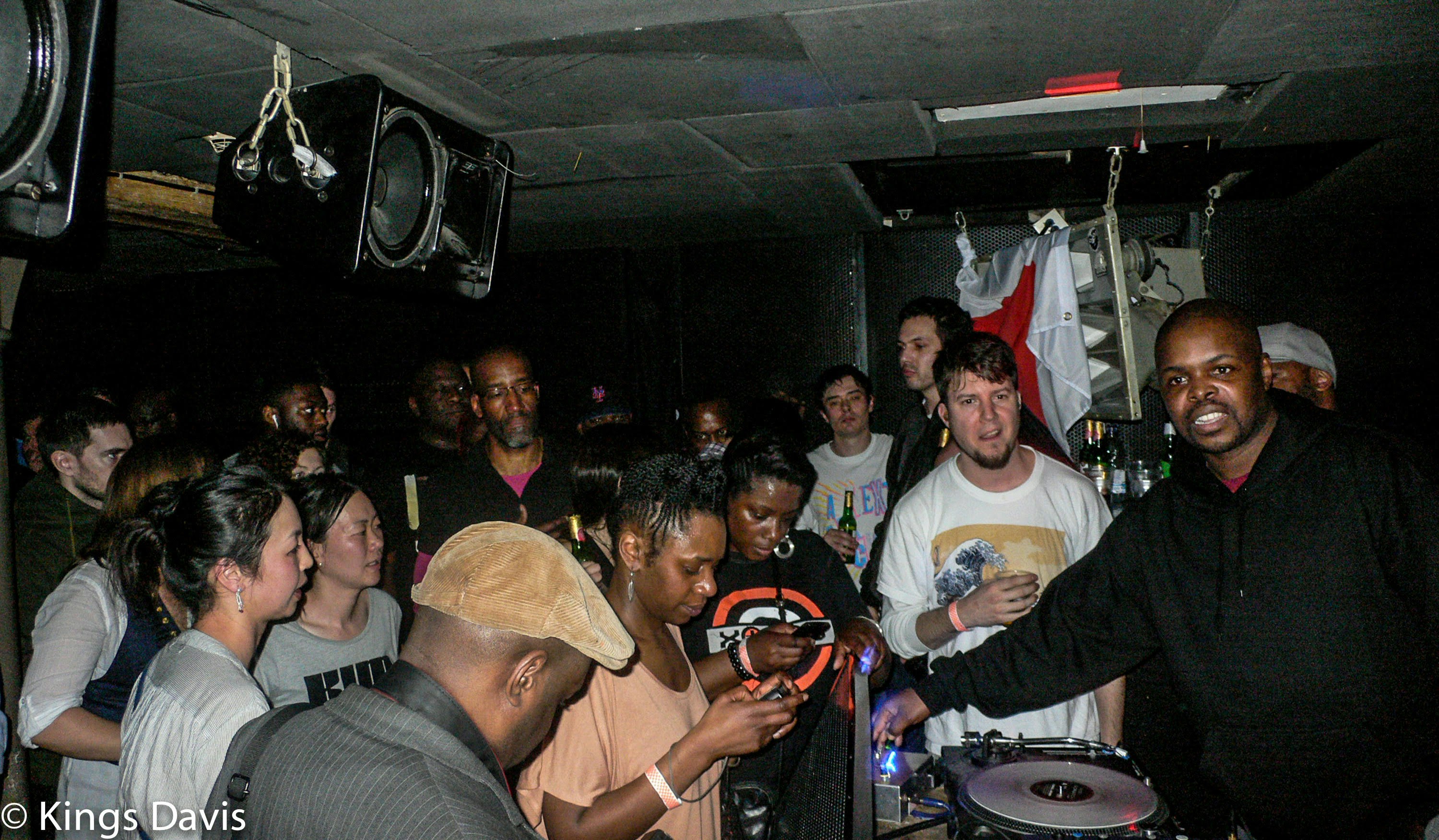 IG Culture spinning at CoOp at Plastic People for a Unite for Japan event, 2011. Photo by Kings Davis.